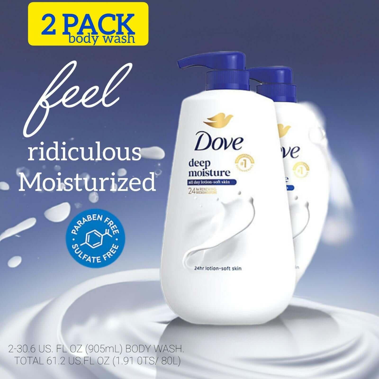 Dove Deep Moisture Body Wash with Pump, 30.6 fl. oz., 2 ct.