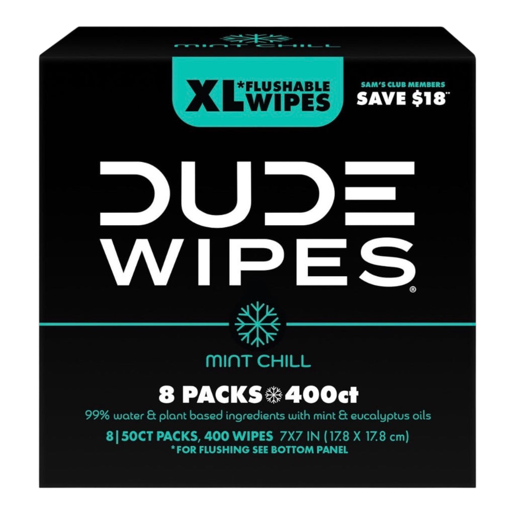 DUDE Wipes XL Flushable Wipes – Extra Large, Unscented, Septic Safe (400 CT & 480 CT)