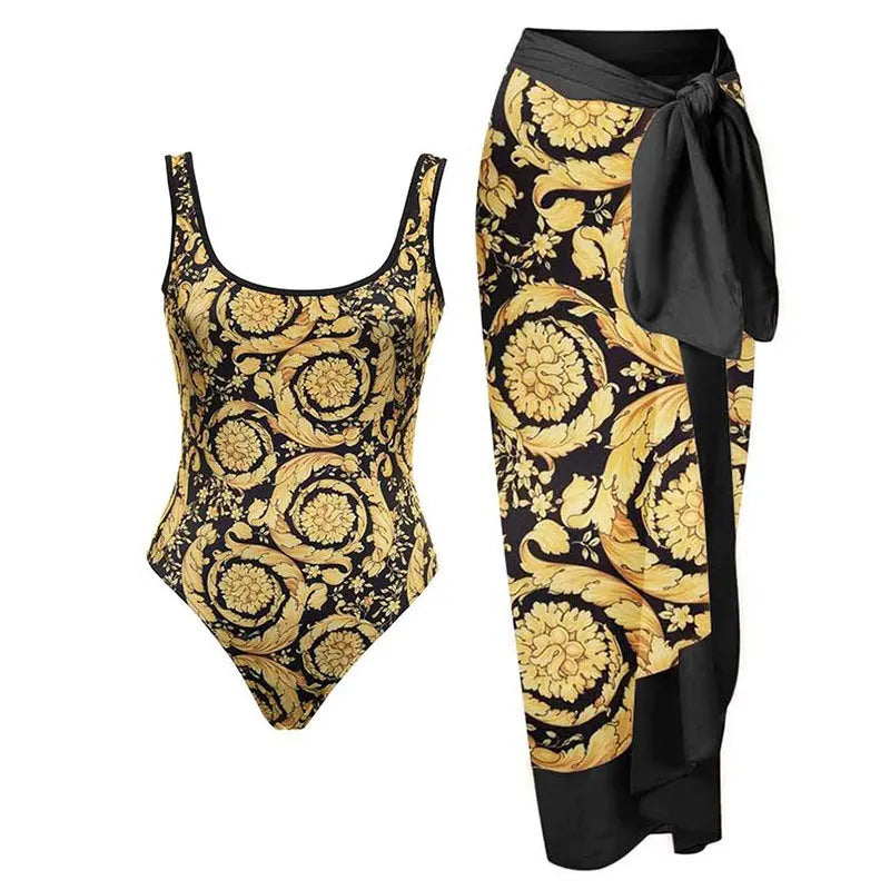 Floral Ruffle Push-Up Bikini Set — Strappy Bandage Swimwear for Women