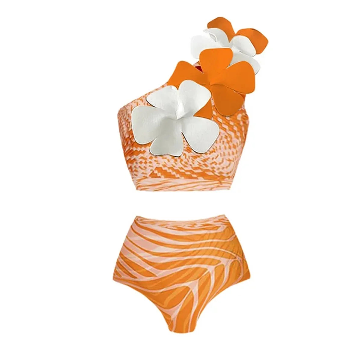 Ruffle Floral Bikini Swimsuit — 2-Piece Strappy Push-Up Beachwear for Women