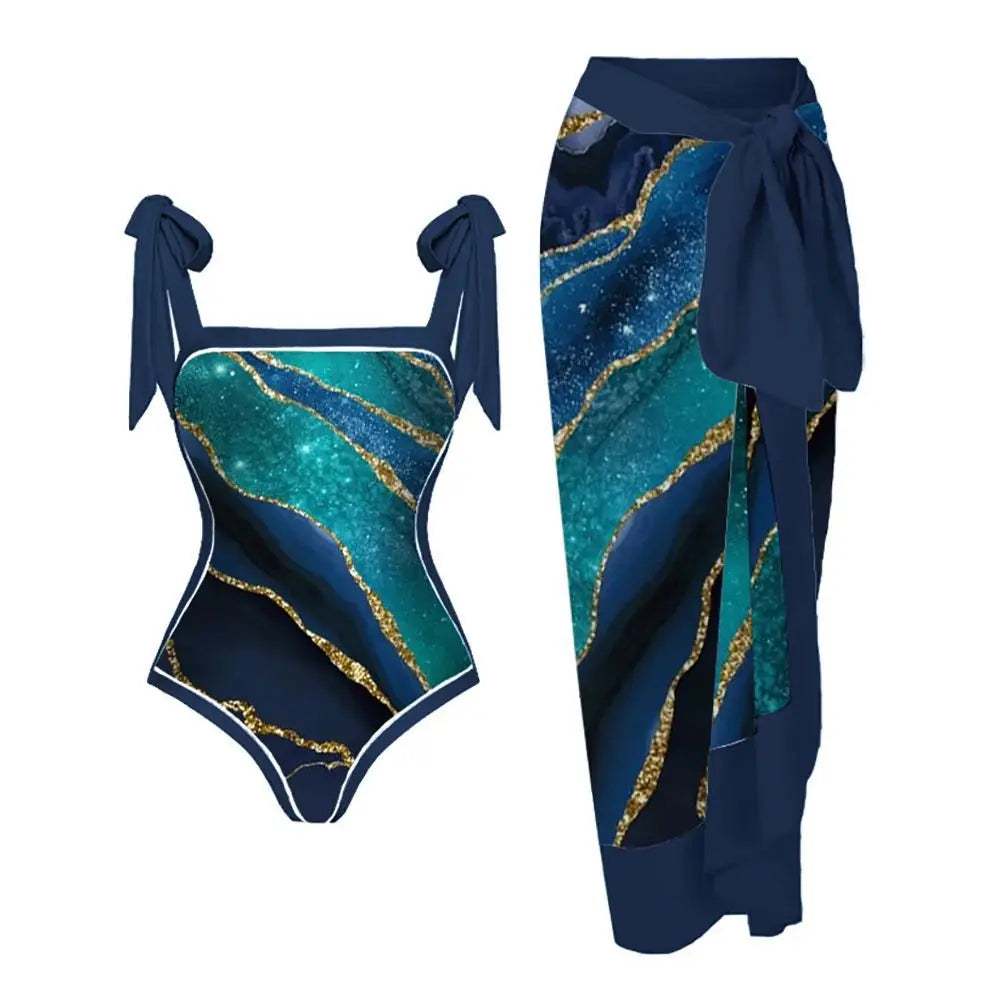Floral Ruffle Push-Up Bikini Set — Strappy Bandage Swimwear for Women