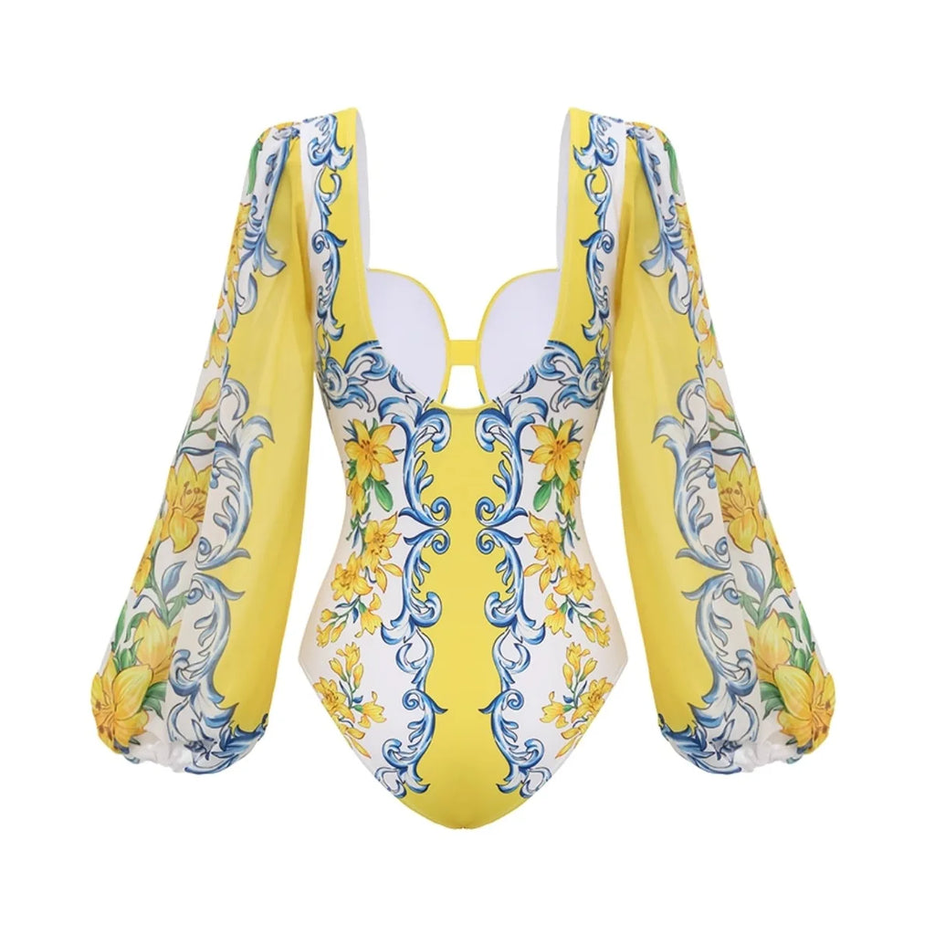 2026 Deep V Swimsuit Long Skirt Women Bikini Printed Swimwear Push Up Biquini Female Fashion Bathing Suit Slimming Beachwear