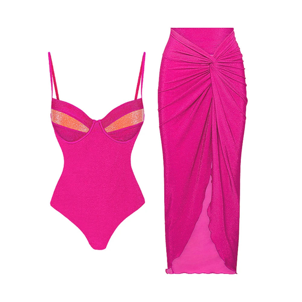Floral Ruffle Push-Up Bikini Set — Strappy Bandage Swimwear for Women