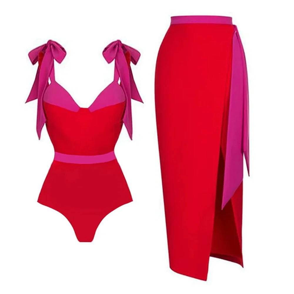 Floral Ruffle Push-Up Bikini Set — Strappy Bandage Swimwear for Women