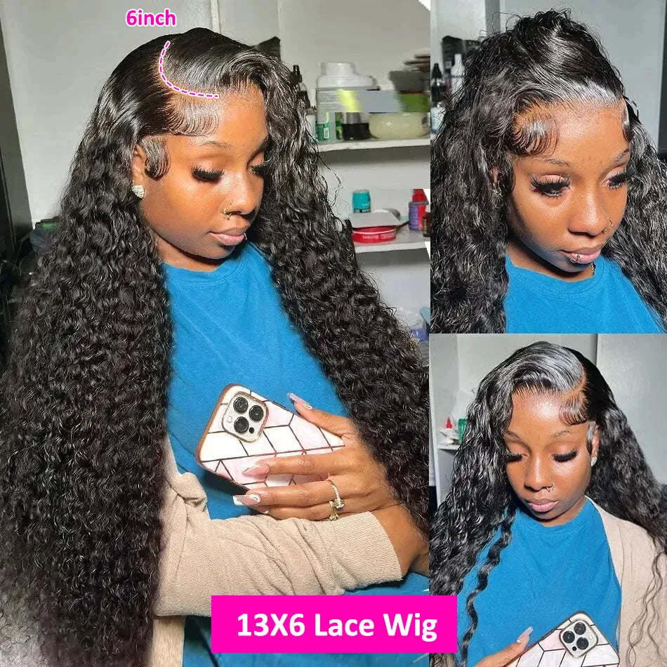 Deep Wave HD Lace Front Wig — 13x4 13x6 Brazilian Human Hair, Pre-Plucked, Up to 40 Inch