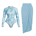 2Pcs Long Sleeve Swimsuit Sexy Women Swimwear With Skirt Female Push Up Bikini Surfing Suit Slim Bathingsuit Bodysuit Beachwear