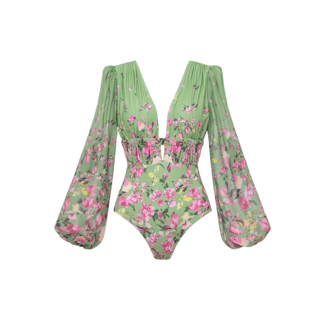 2026 Deep V Swimsuit Long Skirt Women Bikini Printed Swimwear Push Up Biquini Female Fashion Bathing Suit Slimming Beachwear