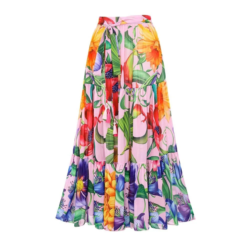 2026 Deep V Swimsuit Long Skirt Women Bikini Printed Swimwear Push Up Biquini Female Fashion Bathing Suit Slimming Beachwear