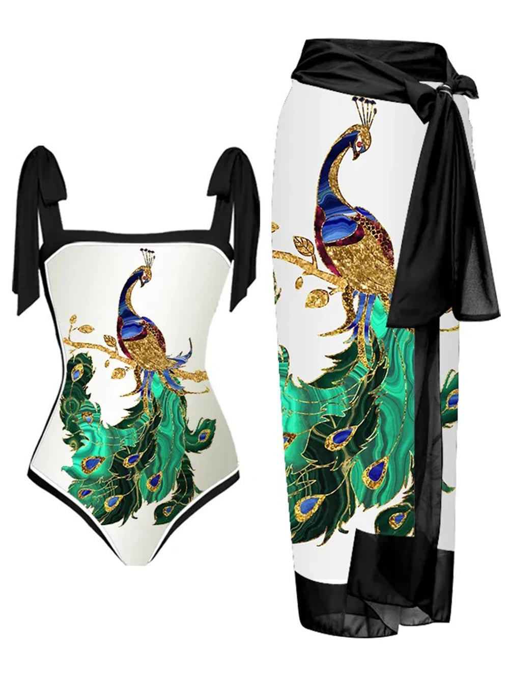 Floral Ruffle Push-Up Bikini Set — Strappy Bandage Swimwear for Women