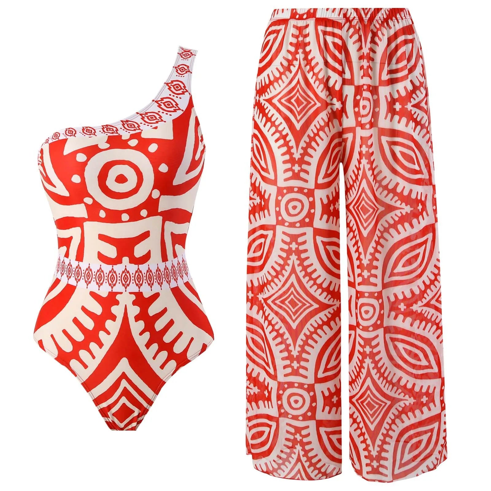 Floral Ruffle Push-Up Bikini Set — Strappy Bandage Swimwear for Women