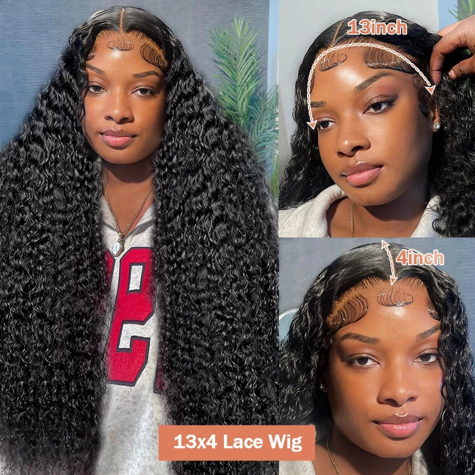 Deep Wave HD Lace Front Wig — 13x4 13x6 Brazilian Human Hair, Pre-Plucked, Up to 40 Inch