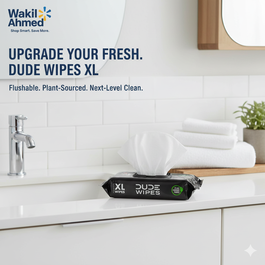 DUDE Wipes XL Flushable Wipes – Extra Large, Unscented, Septic Safe (400 CT & 480 CT)