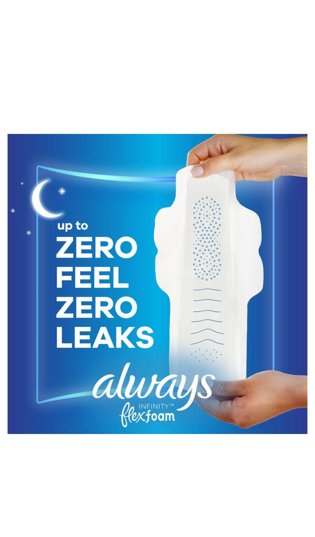 Always Infinity FlexFoam Overnight Pads Size 4 with Wings – 64 Ct