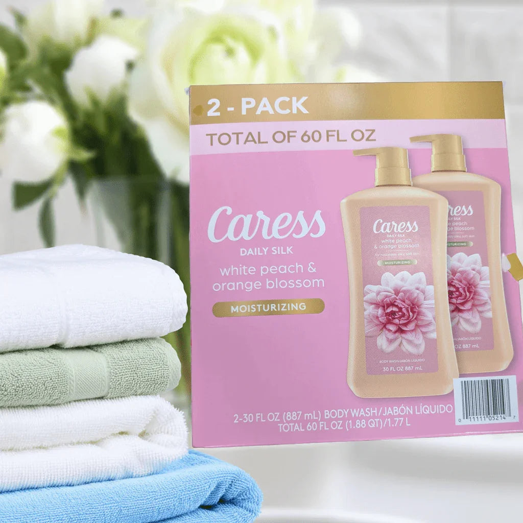 Caress White Peach Body Wash 2 Pack 30oz Each Daily Silk  2-Pack