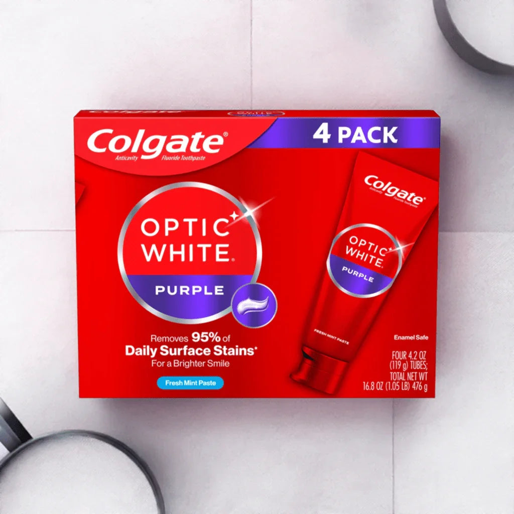 Colgate Optic White Purple Toothpaste 4.2 oz 4 pk
