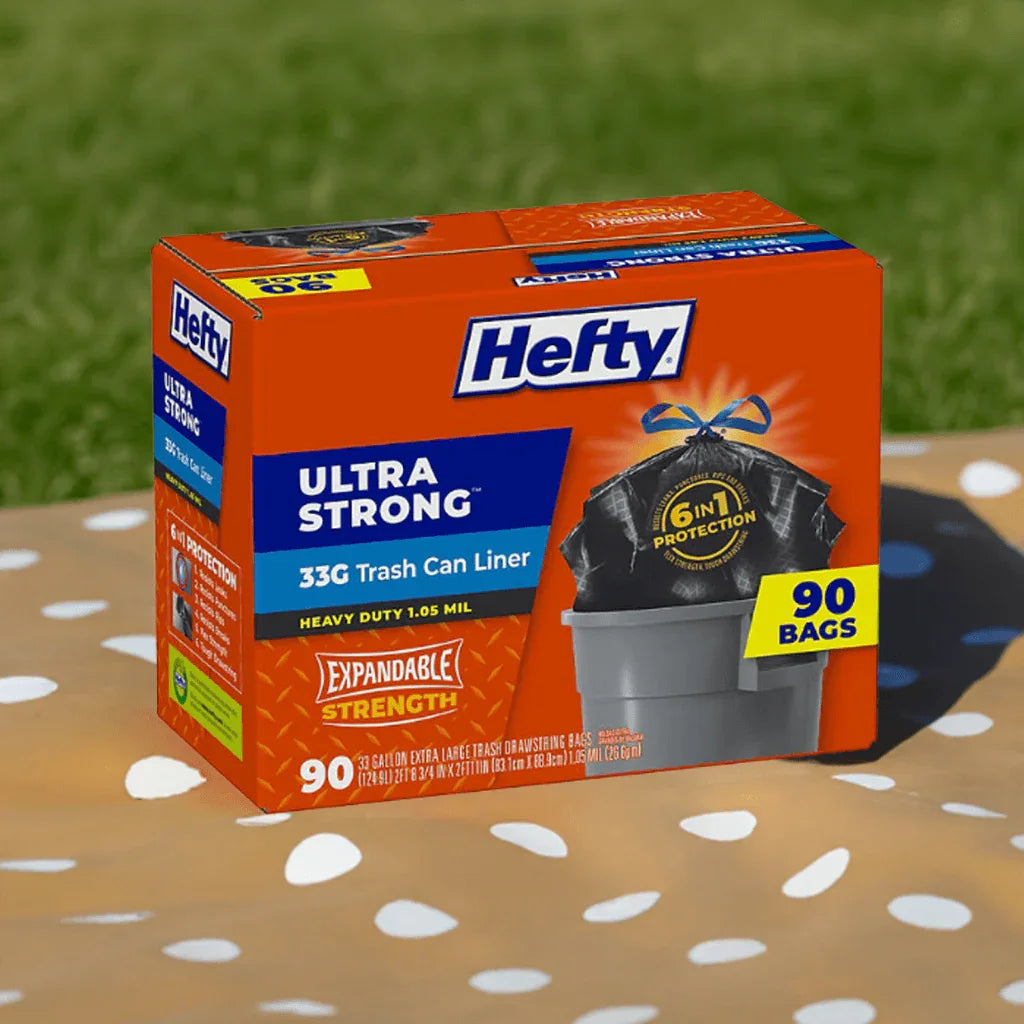 Hefty Ultra Strong Drawstring Trash Bags, Unscented 33 gal., 90 ct.