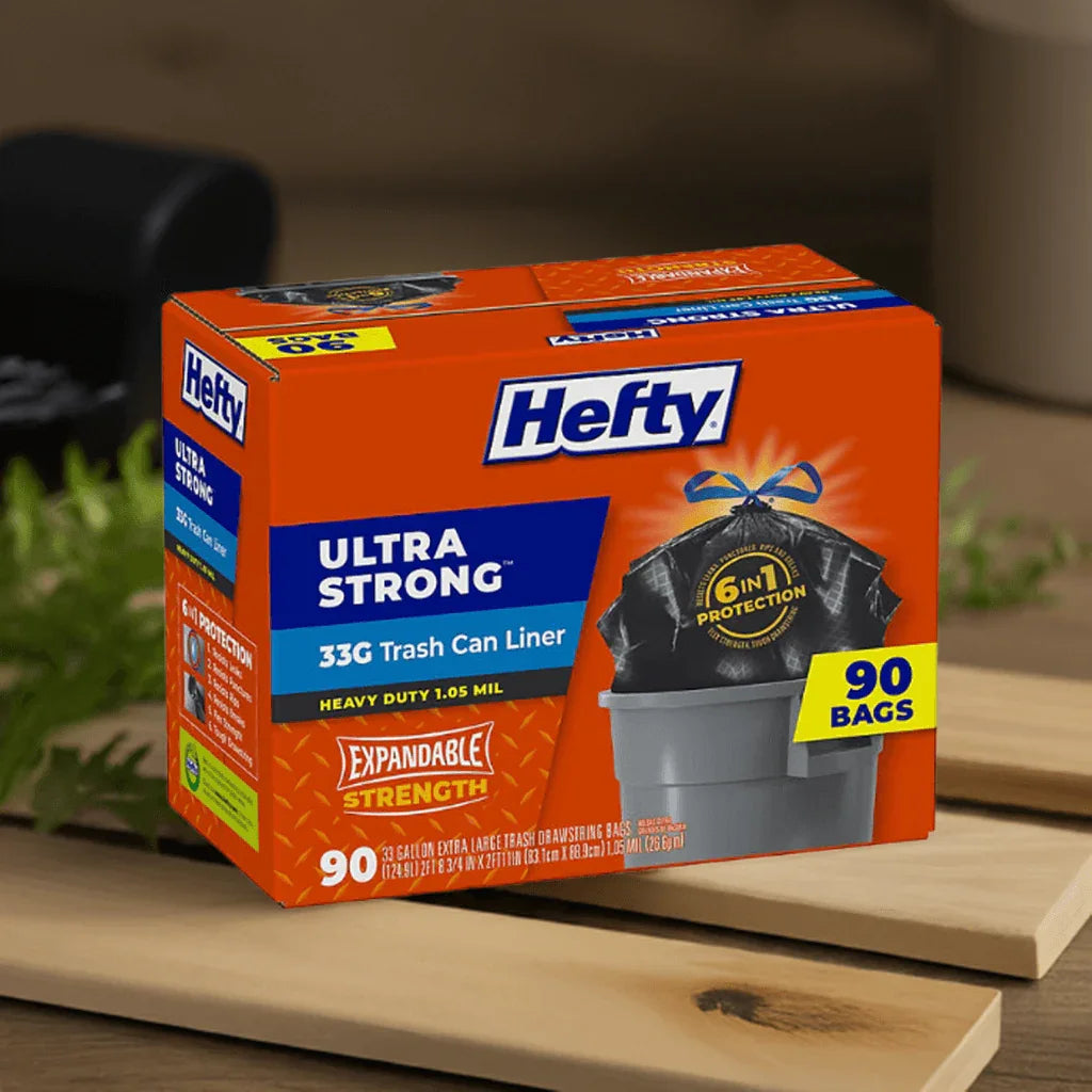 Hefty Ultra Strong Drawstring Trash Bags, Unscented 33 gal., 90 ct.